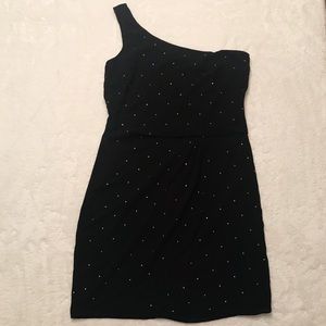 NWT Sequin Hearts black one shoulder dress